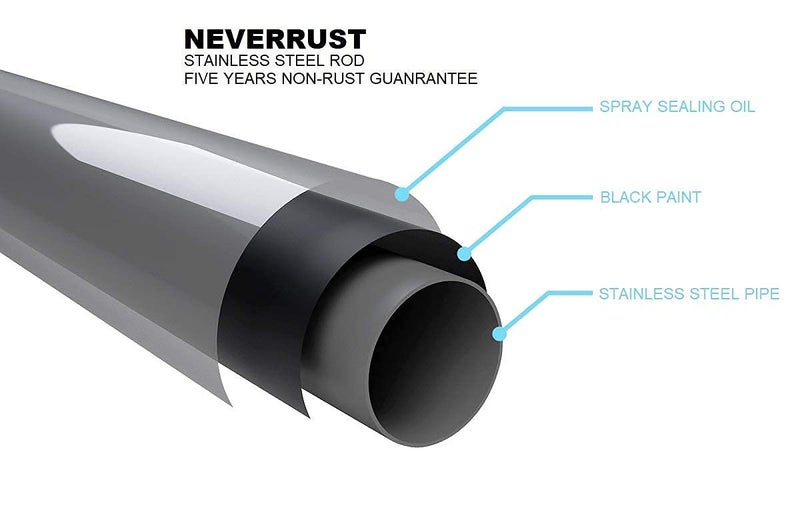 BRIOFOX Shower Curtain Rod 43-73 Inches Matte Black, Rustproof and Non-Fall Down Spring Tension Rod for Window or Bathroom, Stainless Steel - Image 4